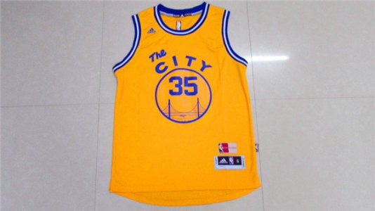 Maillot De Basket Golden State Warriors Kevin Durant 35 City Edition Tissus Sportif Fans Edition Jaune